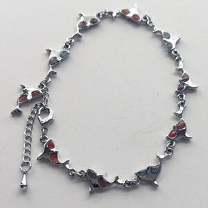 Traveler Vacation Silver Tone Dolphin Whale Multicolor Accents Anklet Bracelet